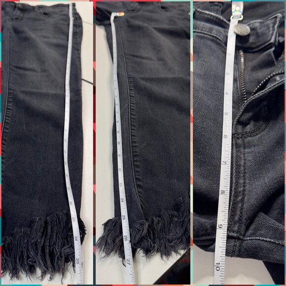 Judy Blue Black Denim Skinny Fit Cropped Distressed Hem 5-Pocket Jeans Size 7/28 - Picture 8 of 8